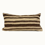12x24 striped vintage kilim pillow with brown and beige pattern
