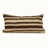 12x24 striped vintage kilim pillow with brown and beige pattern