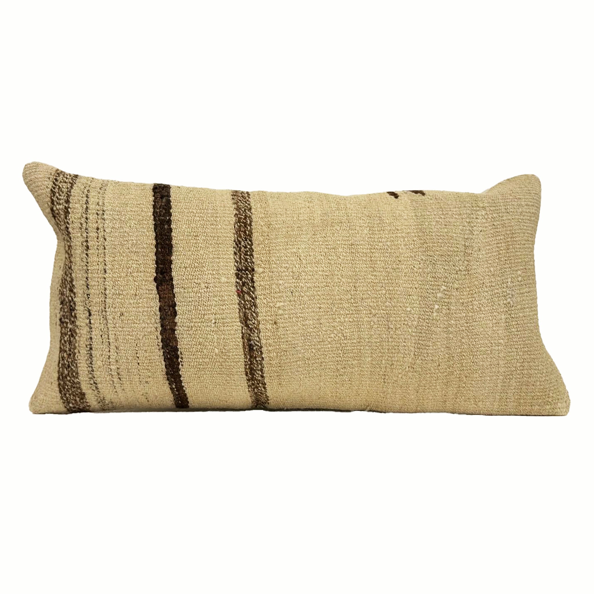 12x24 vintage beige kilim pillow with brown stripes