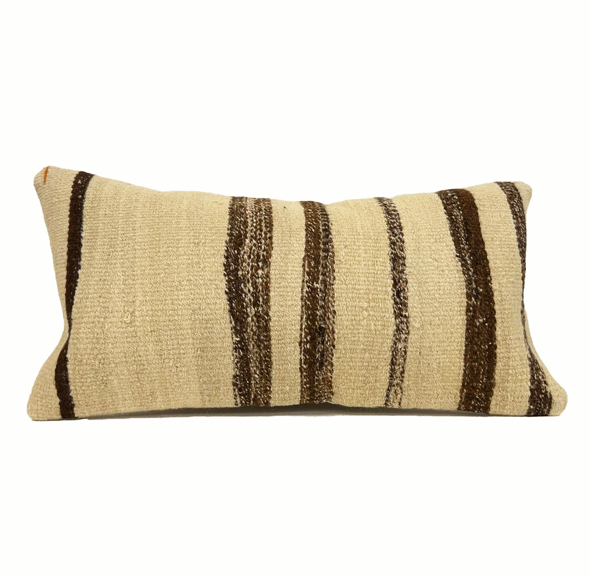 12x24 vintage beige kilim pillow with brown stripes