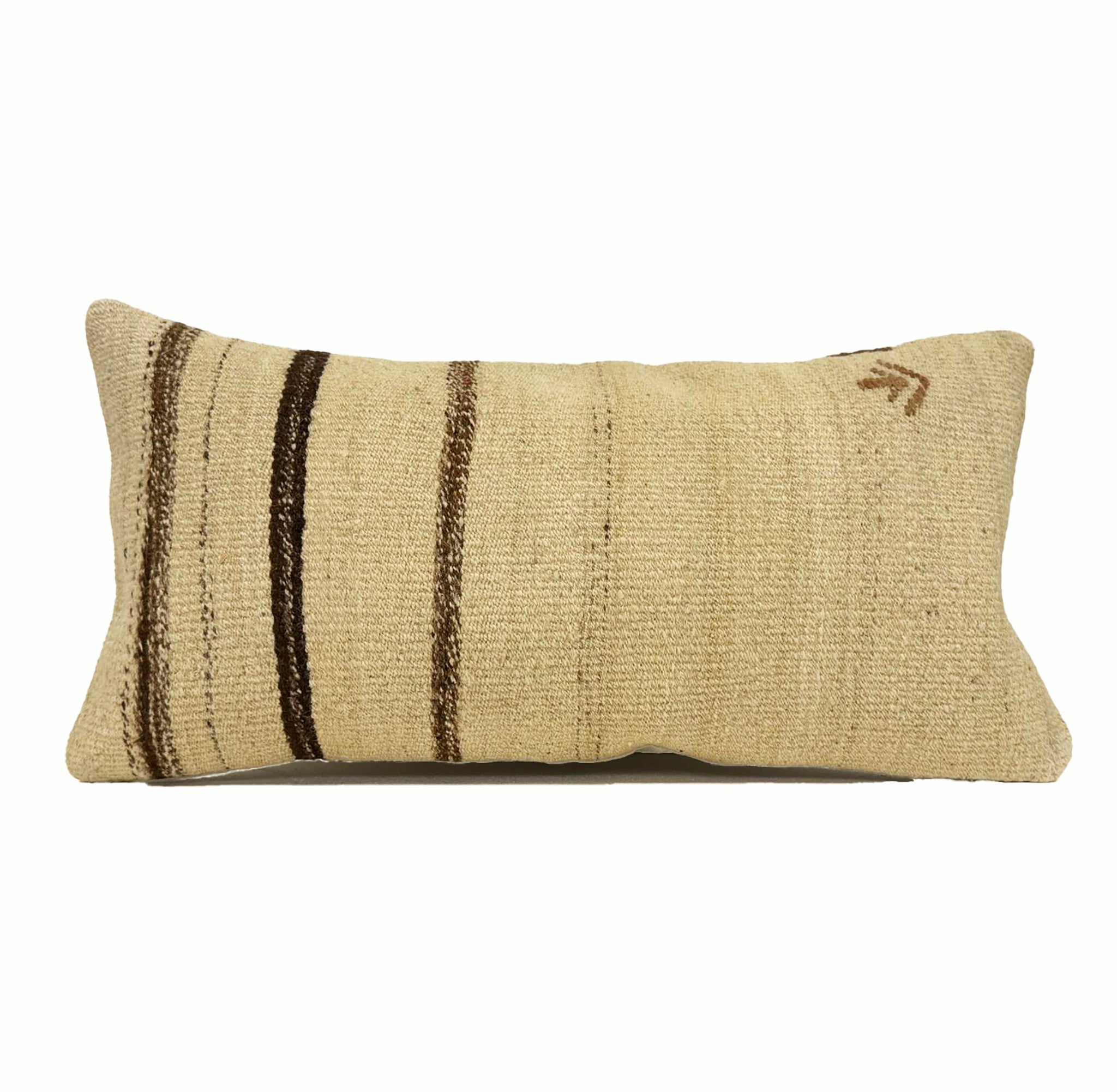 12x24 vintage beige kilim pillow with brown stripes