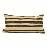 12x24 striped vintage kilim pillow with brown and beige pattern