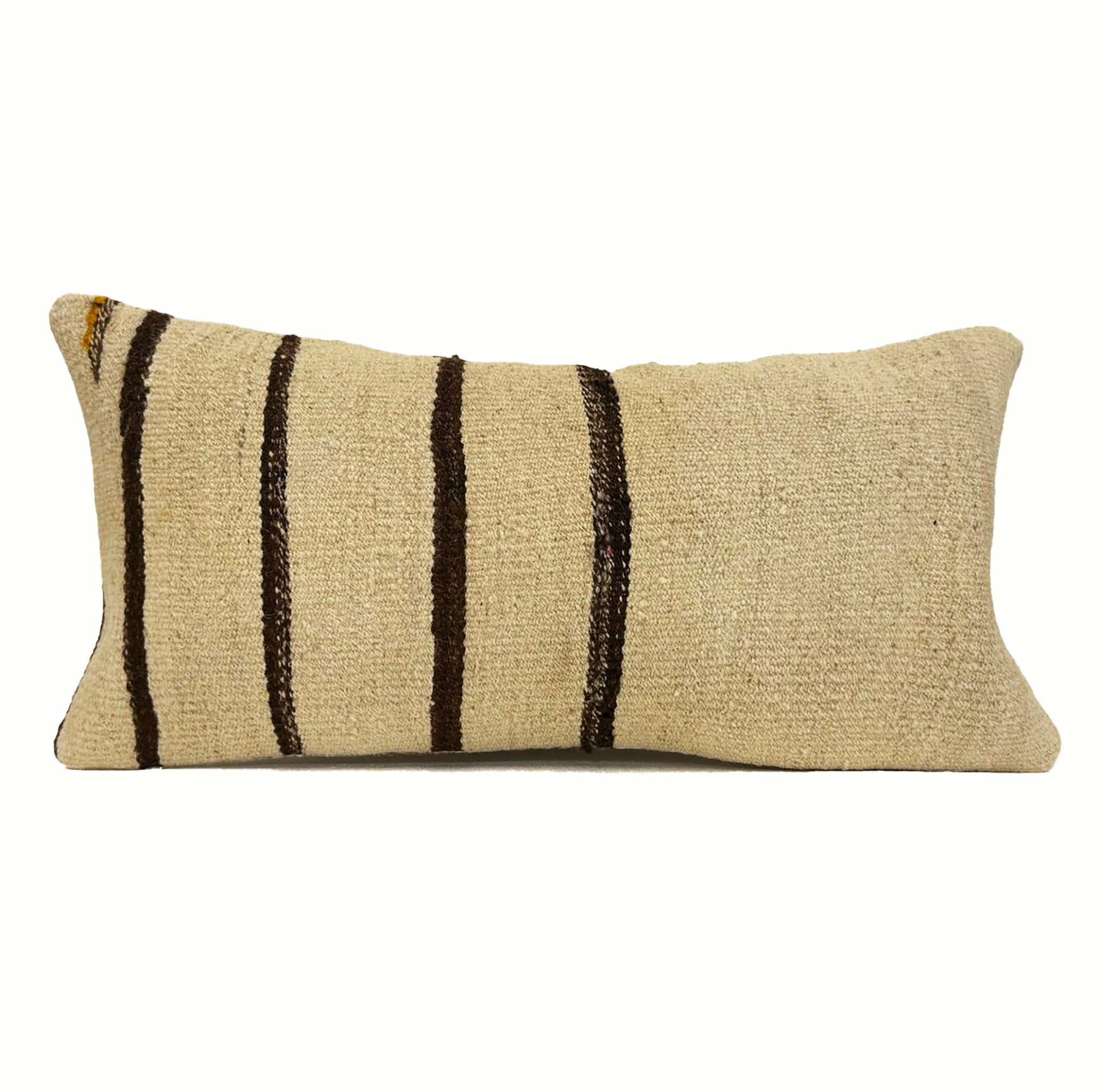 12x24 vintage beige kilim pillow with brown stripes
