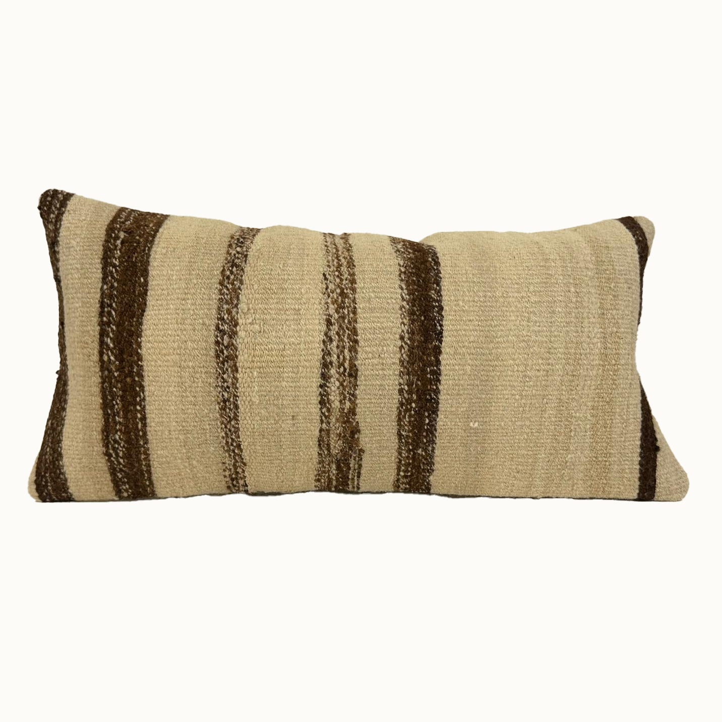 12x24 vintage beige kilim pillow with brown stripes
