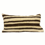 12x24 striped vintage kilim pillow with brown and beige pattern