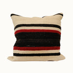Red and black striped neutral kilim pillow cover handmade from vintage Turkish wool
