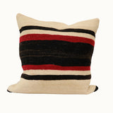 Bold red and black striped neutral kilim pillow cover handmade from vintage Turkish wool
