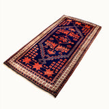 Odamish hand-knotted vintage mini wool rug (2’ x 3'8”)