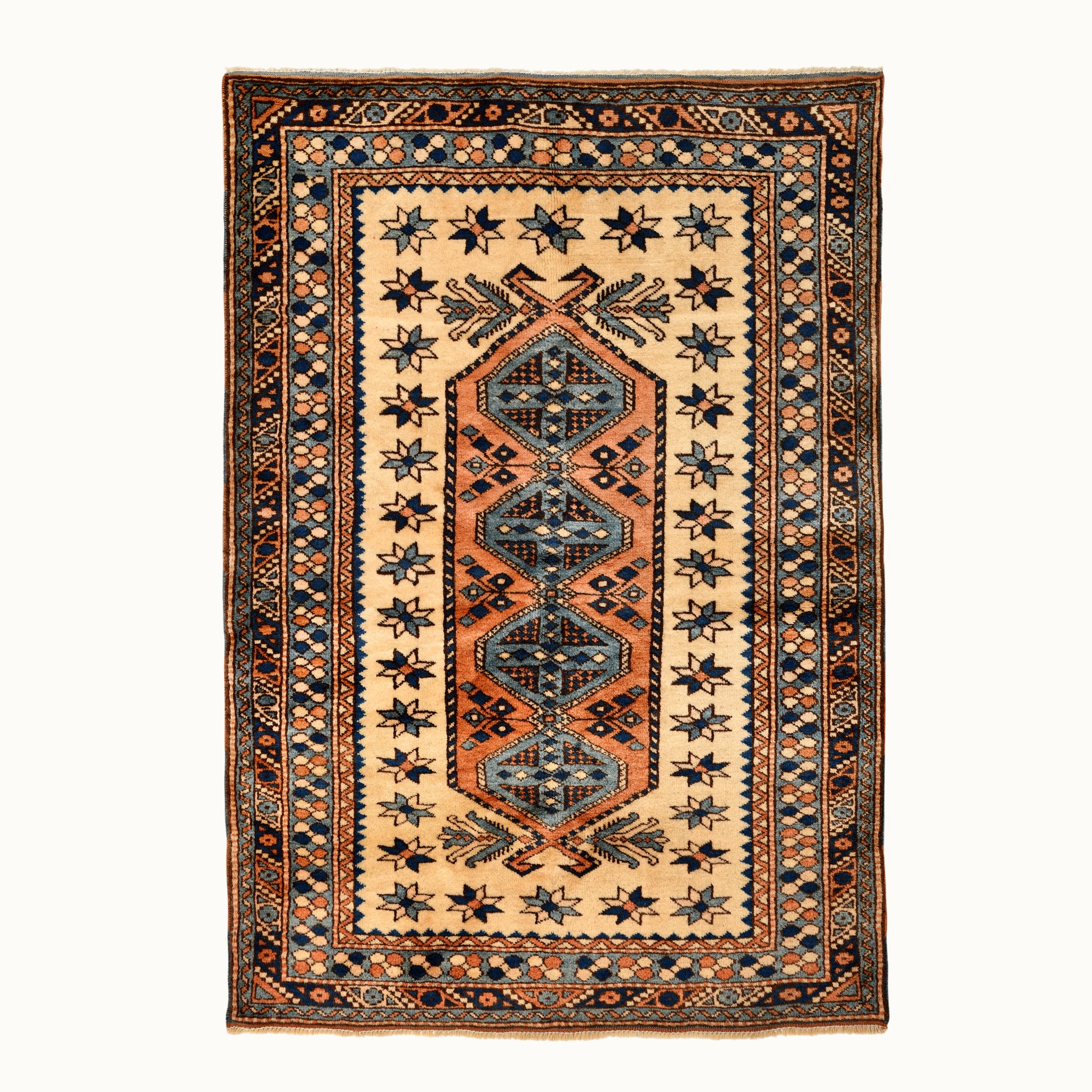 4x5 hand-knotted vintage wool rug perfect for your living room, bedroom and kitchen