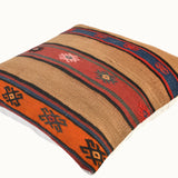 Vintage Turkish kilim pillow (16” x 16”)