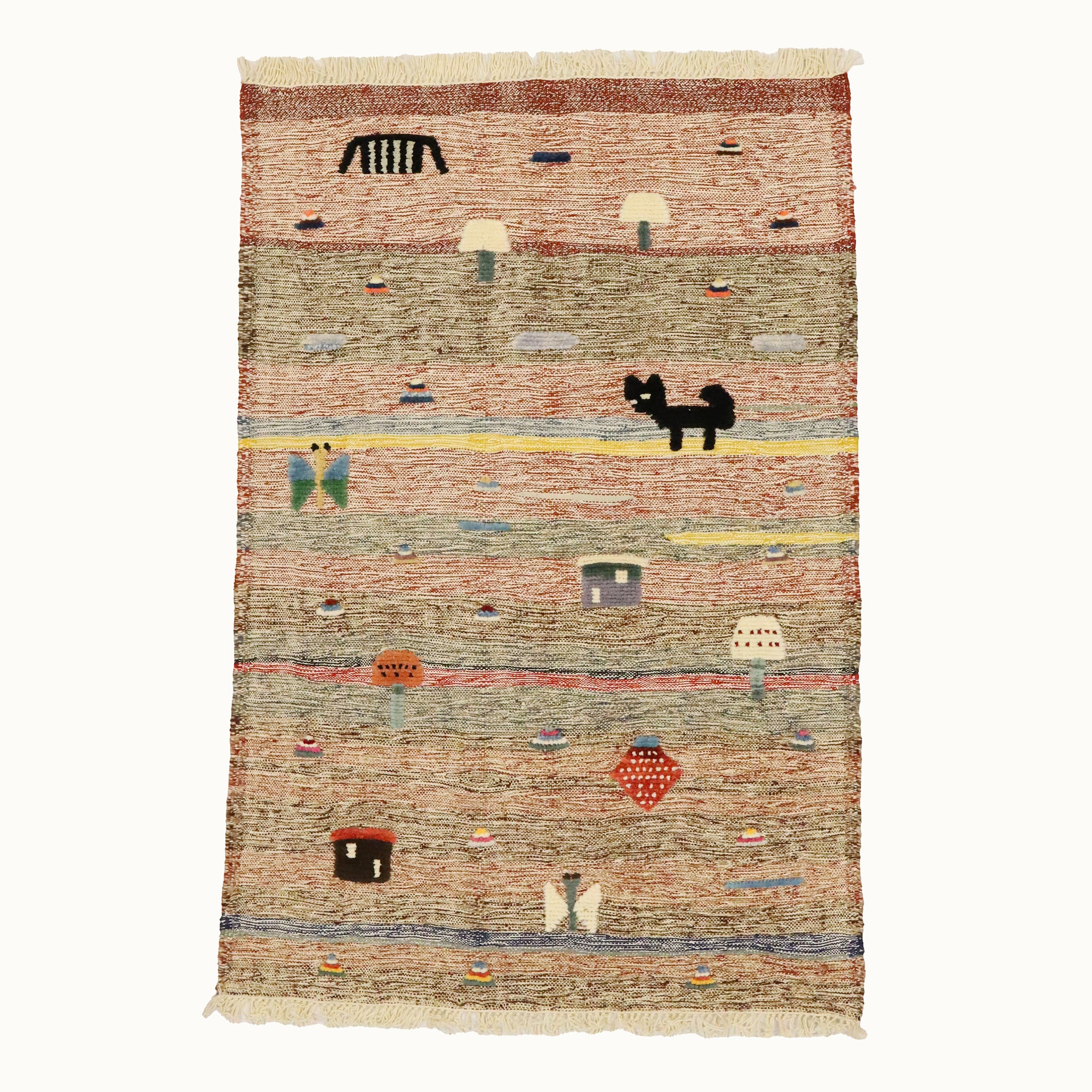 Sunset Farm kids rug made from natural wool, perfect for nursery, playroom, and children's room decor.