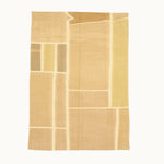 6x8 hand-knotted kilim flatweave rug. Beige area rug with geometric patterns 