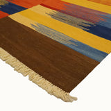 Datcha Sunset Strata - handwoven kilim flatweave rug (5'11" x 8'7")