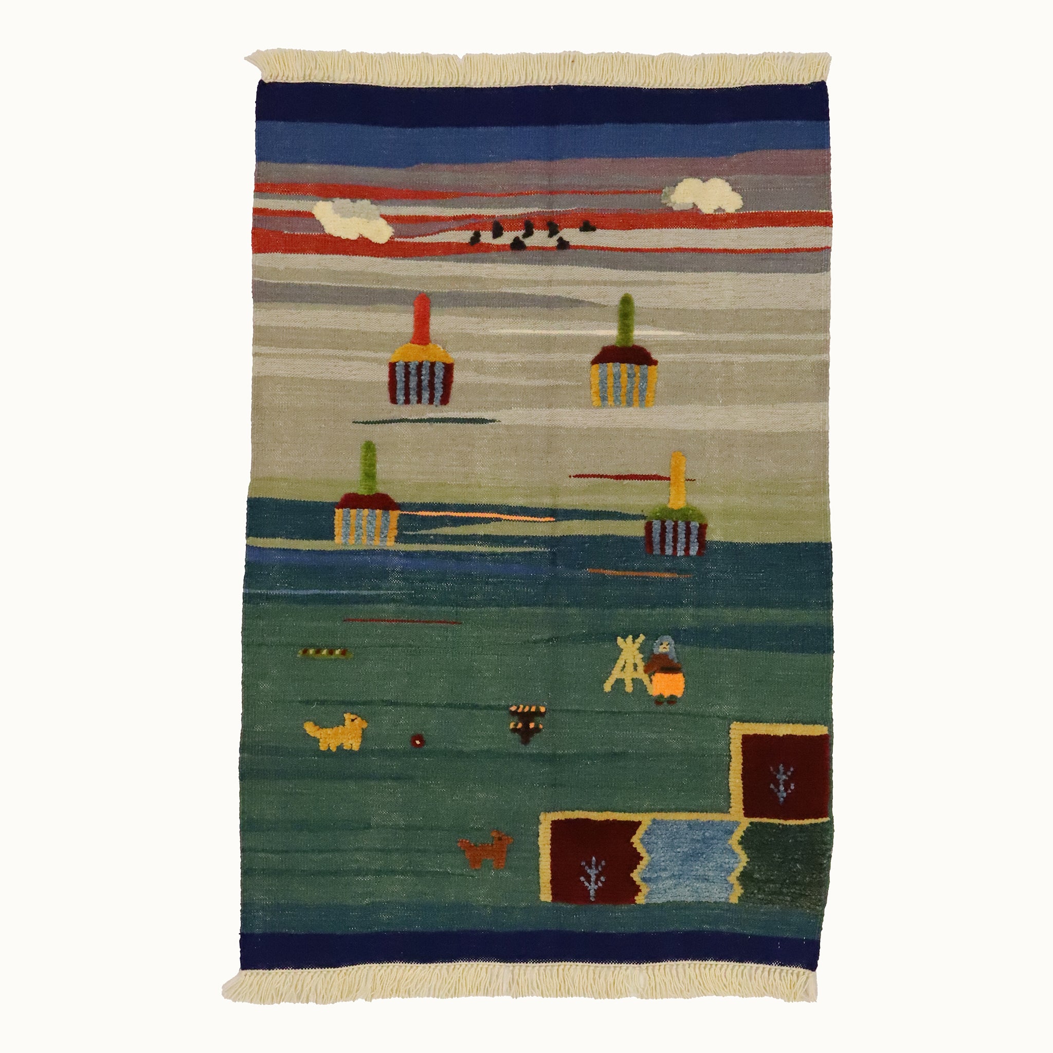 Lake Camp kids rug made from natural wool, perfect for nursery, playroom, and children's room decor.