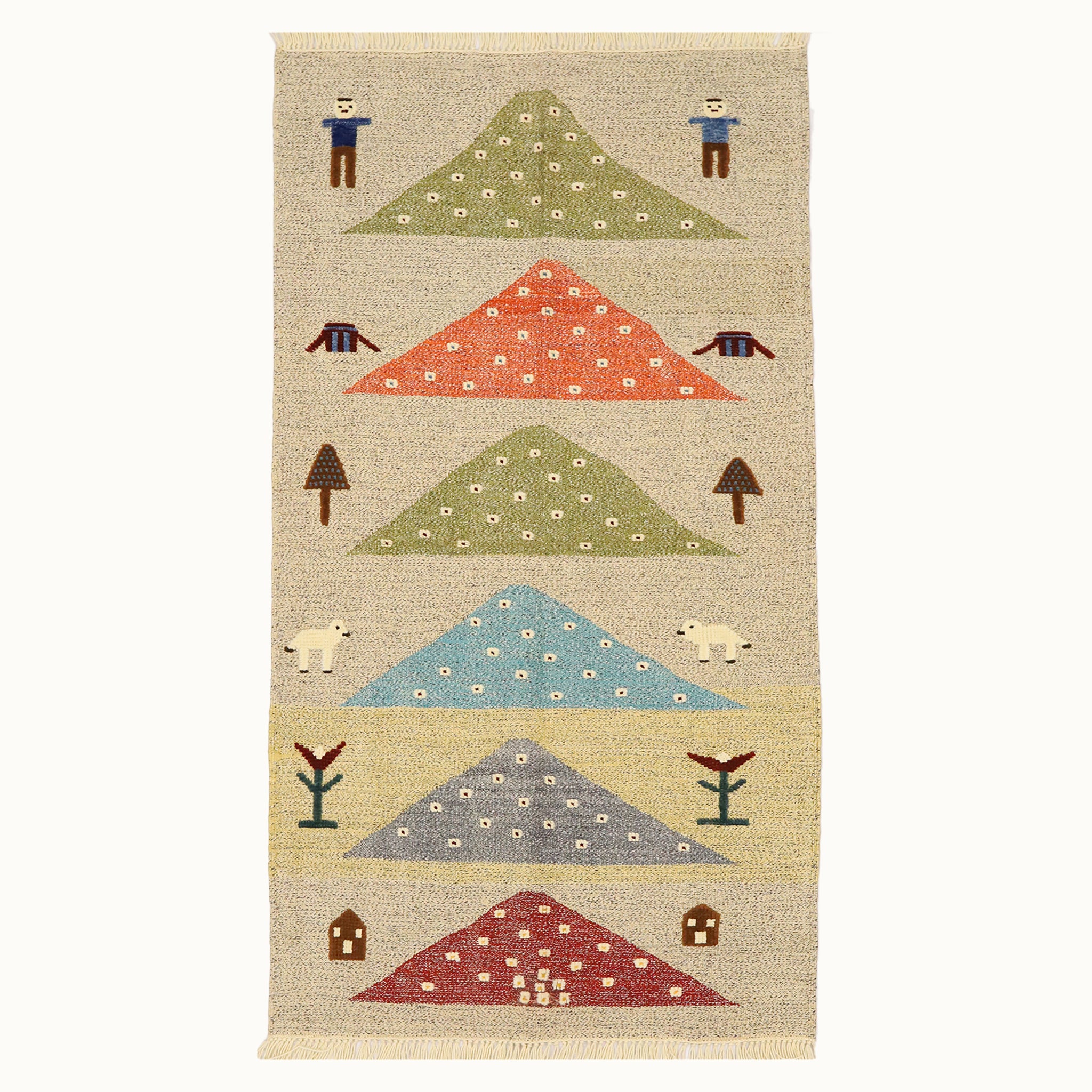Mountain March kids rug made from natural wool, perfect for nursery, playroom, and children's room decor.