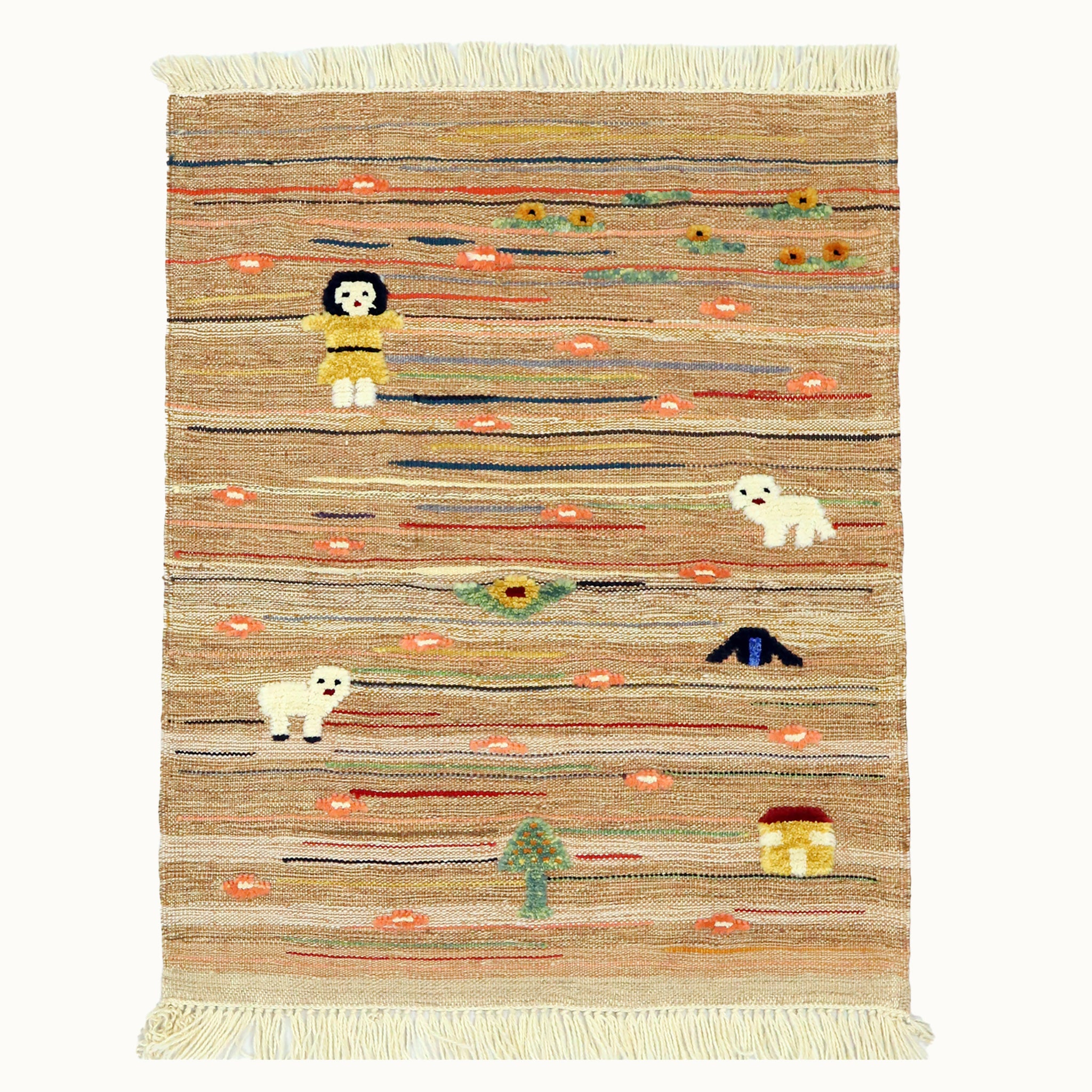 Peachy Path kids rug made from natural wool, perfect for nursery, playroom, and children's room decor
