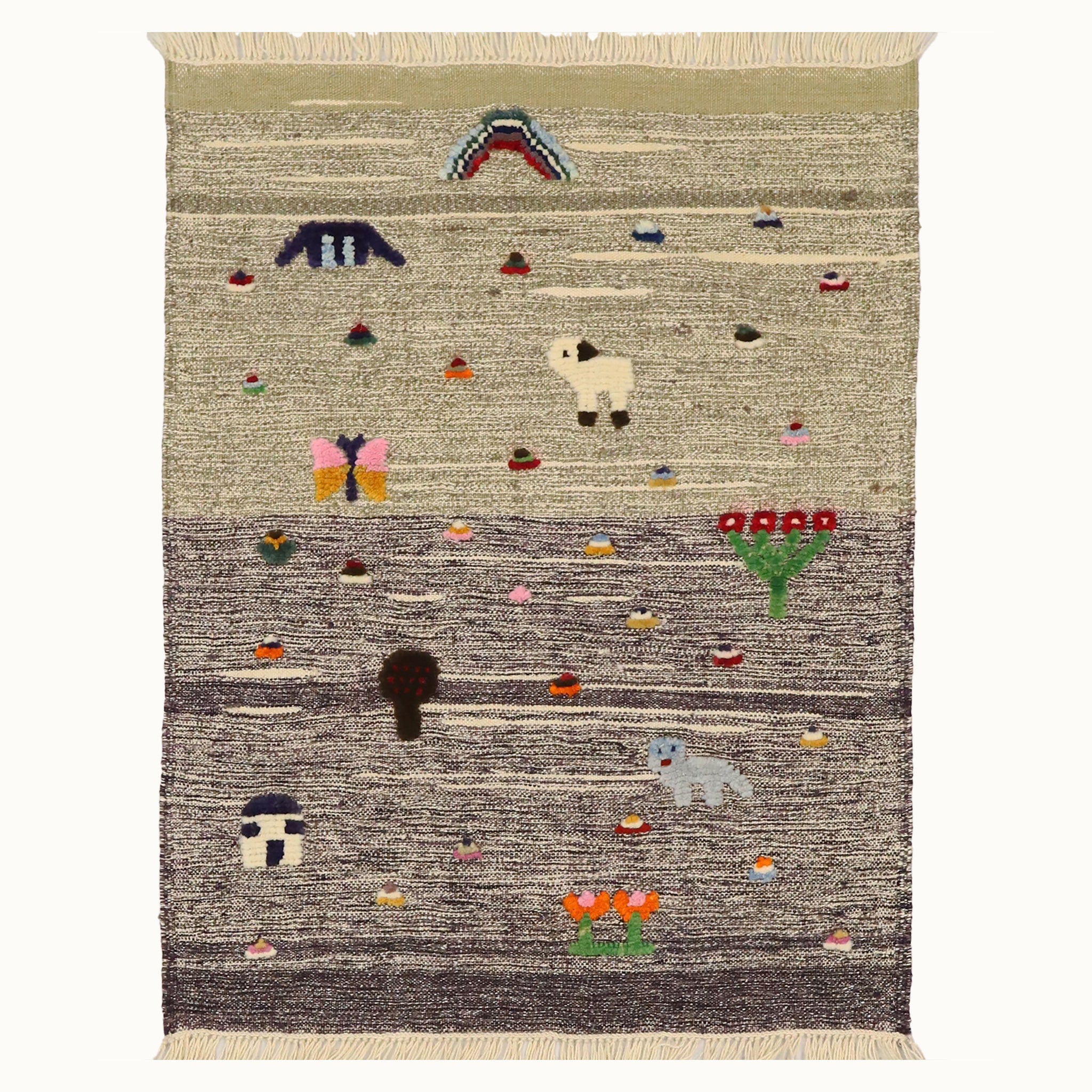 Sheep & Bloom kids rug made from natural wool, perfect for nursery, playroom, and children's room decor.
